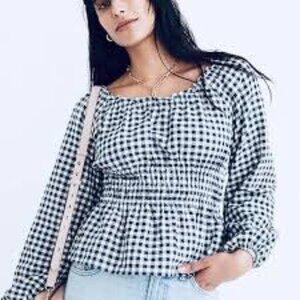 Madewell Textured Windowpane Sophia Top s